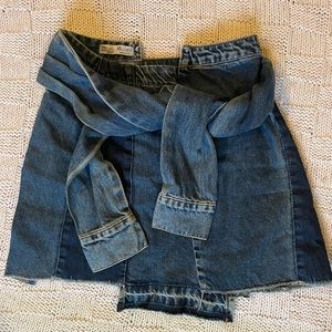Zara denim skirt with jacket arm ties